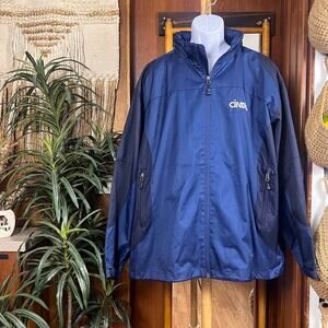 Cintas Jacket Mens 3XL Blue Work Windbreaker Port Authority Hooded Rain Coat